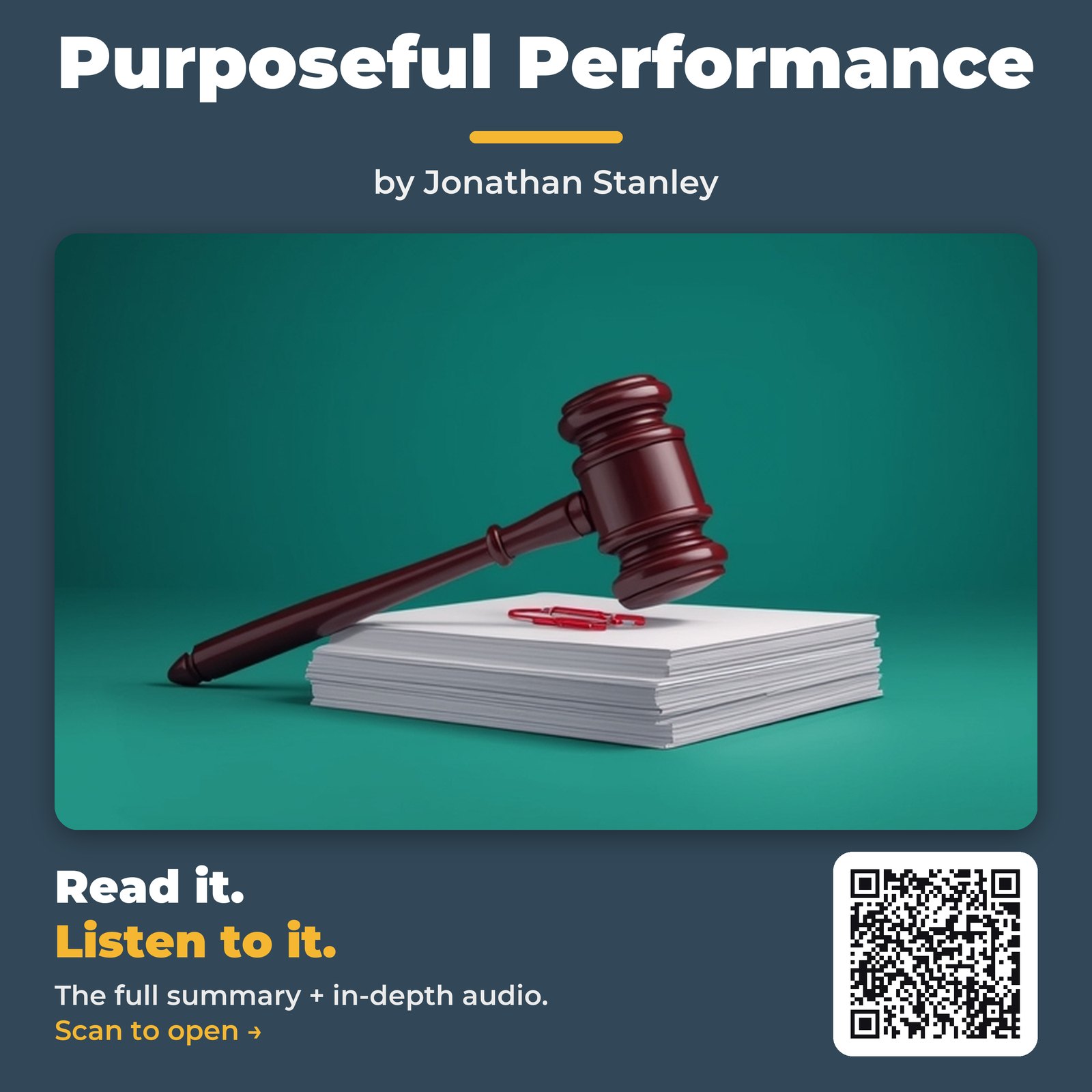 Purposeful Performance by Jonathan Stanley - Book Summary