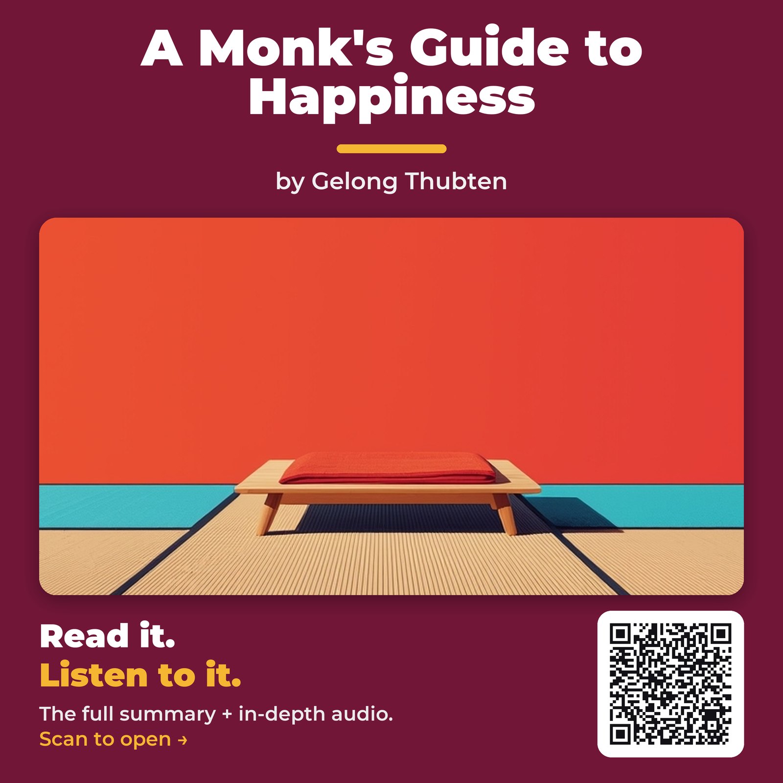 A Monk's Guide to Happiness by Gelong Thubten - Book Summary