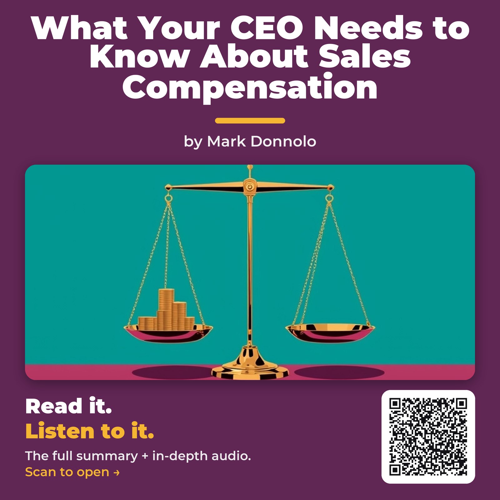 What Your CEO Needs to Know About Sales Compensation by Mark Donnolo - Book Summary episode artwork