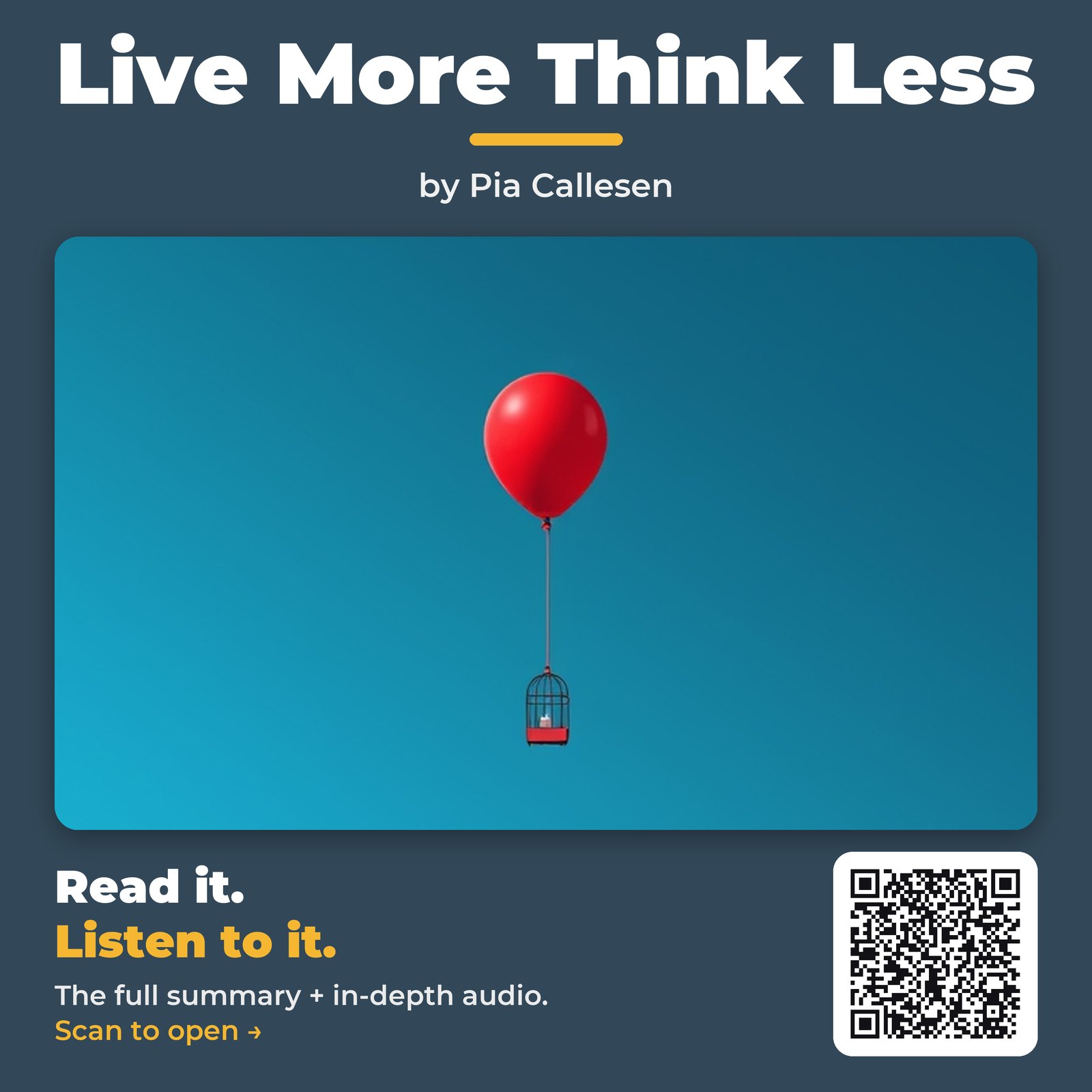 Live More Think Less by Pia Callesen - Book Summary